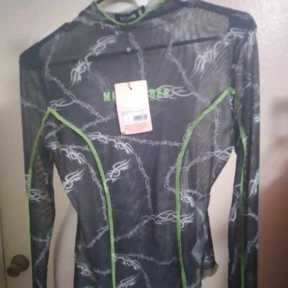 Sale! NWT Missguided Black Barbed Wire Print Mesh Top US 4 - Picture 4 of 6